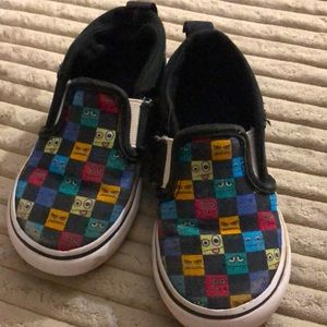 Little monster checker toddler boy canvas shoes 👟
